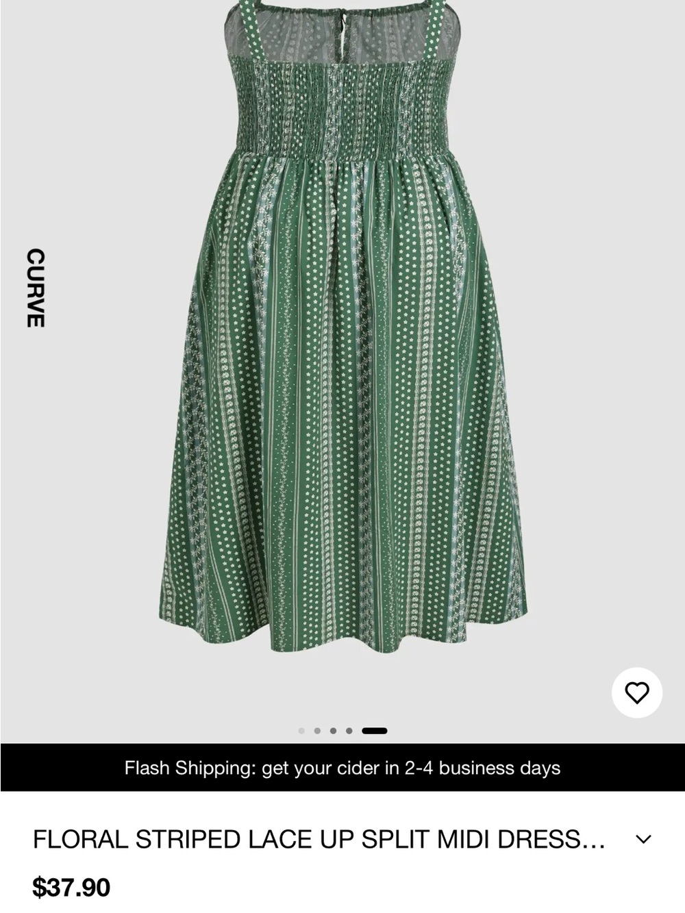 Cider curve FLORAL STRIPED LACE UP SPLIT MIDI DRESS 1x - Picture 2 of 10